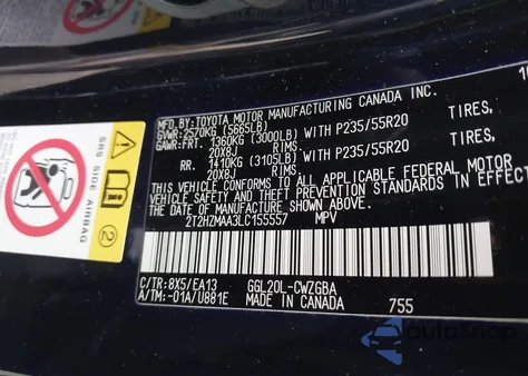 2020 Lexus Rx 350 z USA, uszkodzony, nr VIN 2T2HZMAA3LC155557